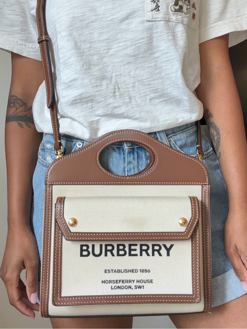 Burberry Pocket Bag – Small Canvas & Leather